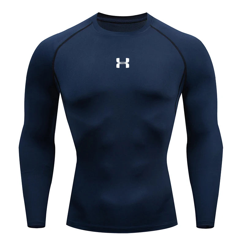 Camiseta de Compressão de Manga Longa Masculina – Top para Academia e Corrida