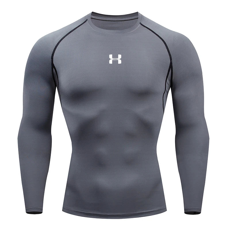 Camiseta de Compressão de Manga Longa Masculina – Top para Academia e Corrida