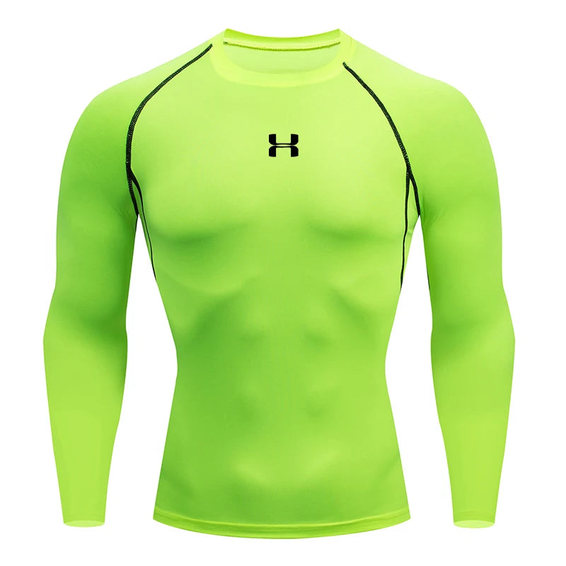 Camiseta de Compressão de Manga Longa Masculina – Top para Academia e Corrida