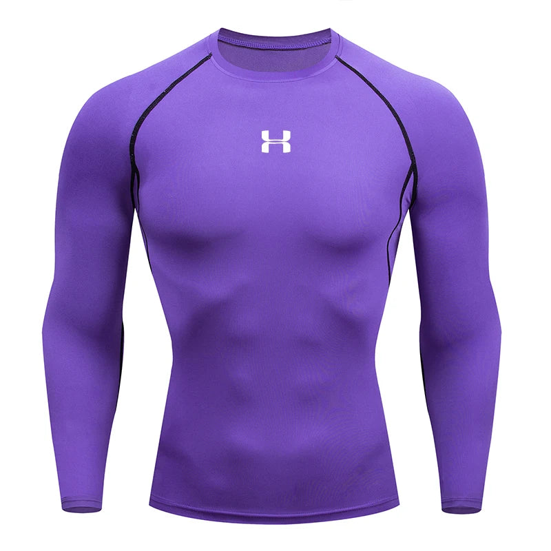 Camiseta de Compressão de Manga Longa Masculina – Top para Academia e Corrida
