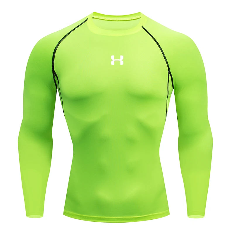 Camiseta de Compressão de Manga Longa Masculina – Top para Academia e Corrida
