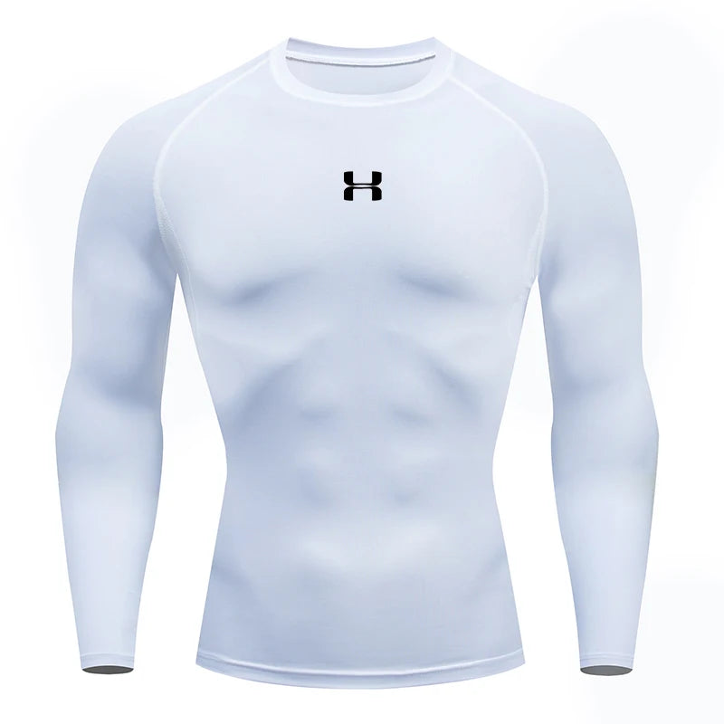 Camiseta de Compressão de Manga Longa Masculina – Top para Academia e Corrida