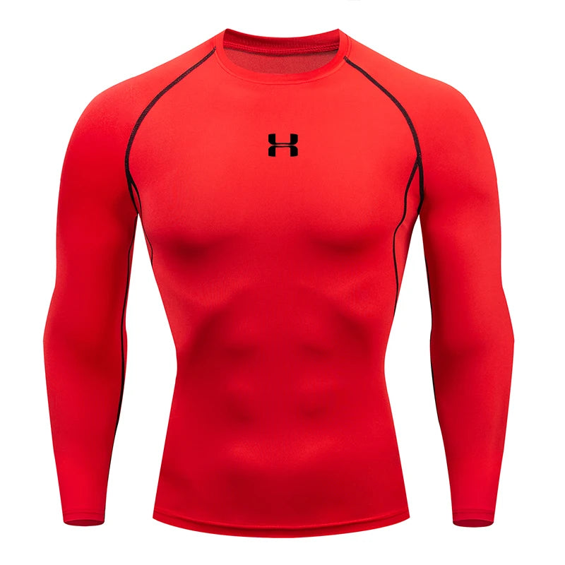 Camiseta de Compressão de Manga Longa Masculina – Top para Academia e Corrida