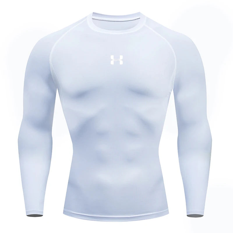 Camiseta de Compressão de Manga Longa Masculina – Top para Academia e Corrida